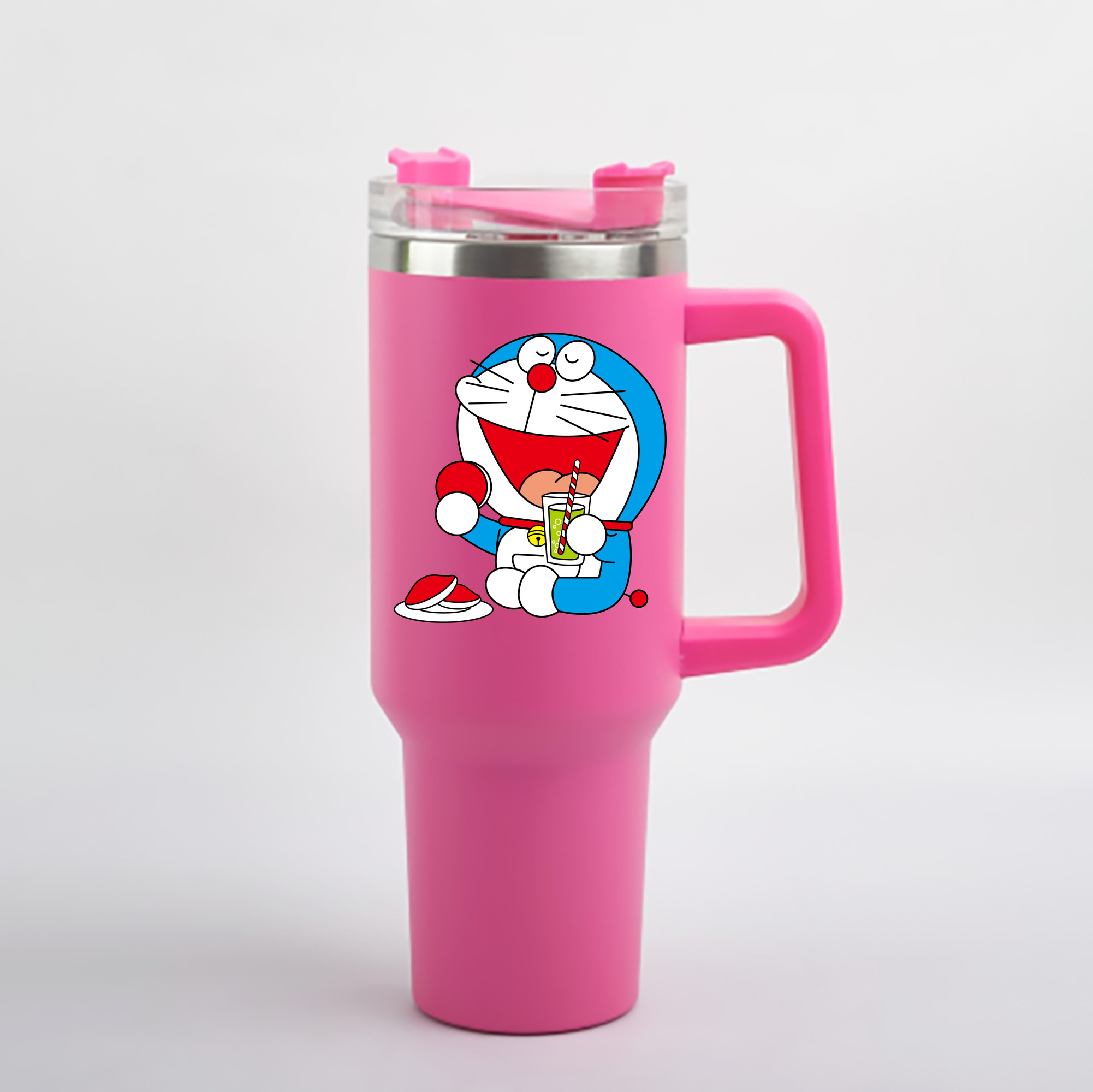 （画像用） ドラえもん Doraemon 1200mL車用タンブラー - クリスタルステッカー（プラスチックストロー付き）